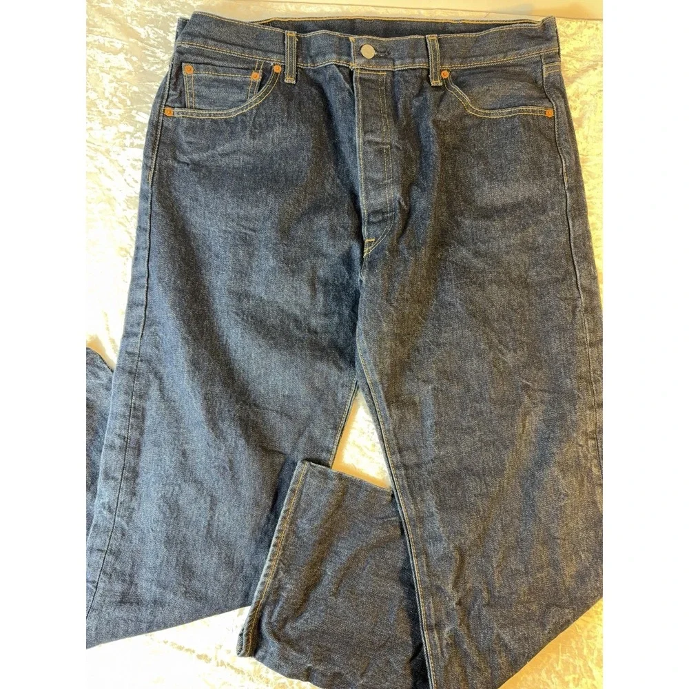 Levi's 501 Original Fit Jeans Mens 36x31‎ Dark Wash Button Fly Straight Denim